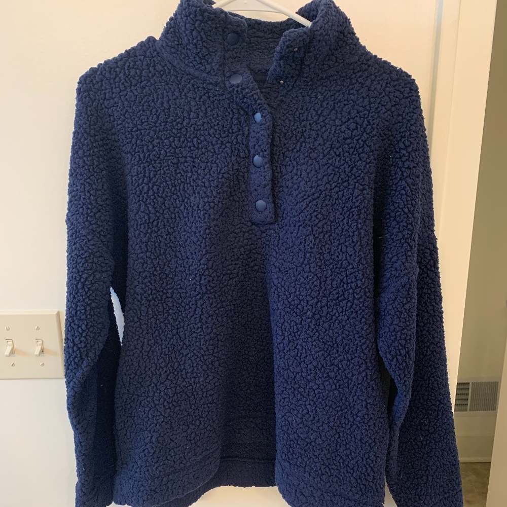 Aerie Navy Blue Sherpa Pullover